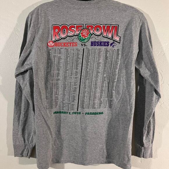 2019 Grey Buckeyes vs Huskies Rose Bowl Long Sleeve‎ T-shirt Medium - Picture 4 of 5